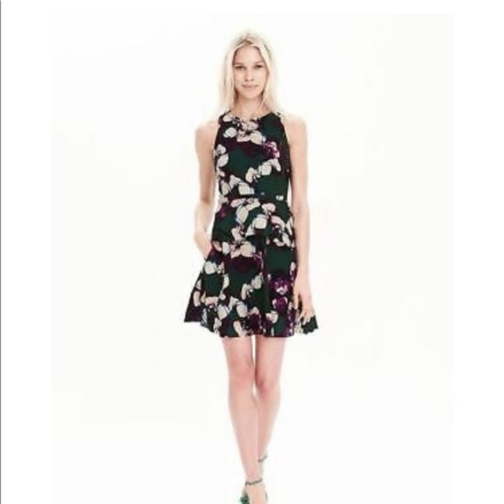 Banana Republic Green Floral Peplum dress